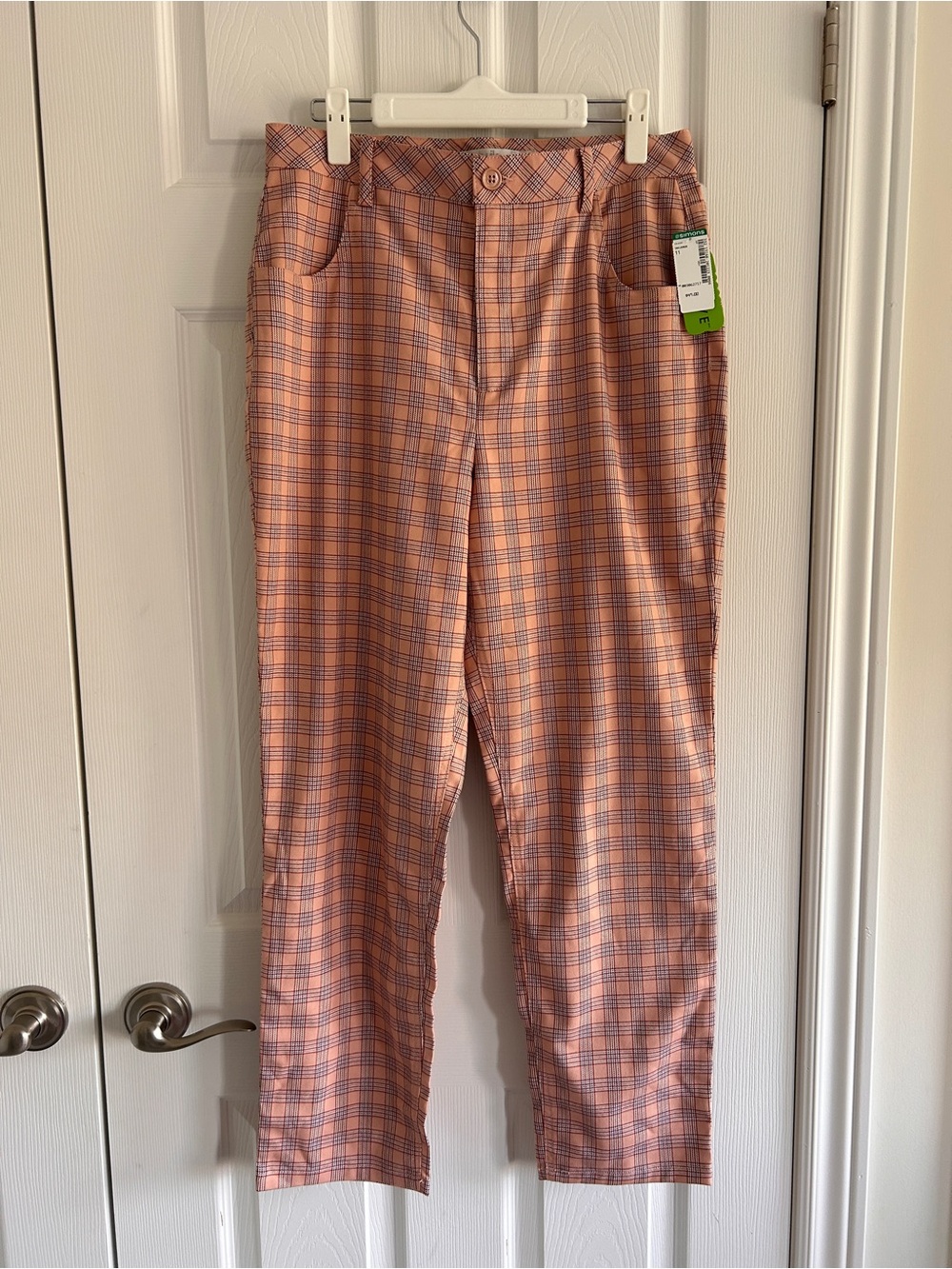 Simons Peach Plaid Trousers